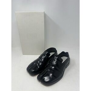 Maison‎ Margiela Tabi Loafers Size 39 Black Split Toe Leather Shoes Italy Patent